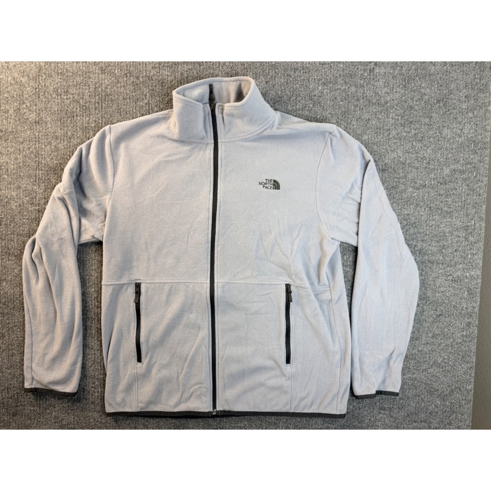 The North Face Mens Large Grey Fleece Jacket Full Zip Insulated Hiking Workwear